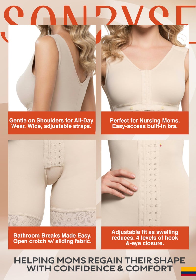Sonryse PP-086 Fajas Colombianas Reductoras y Moldeadoras Postpartum Girdle Tummy Control Shapewear Beige Large - Image 3